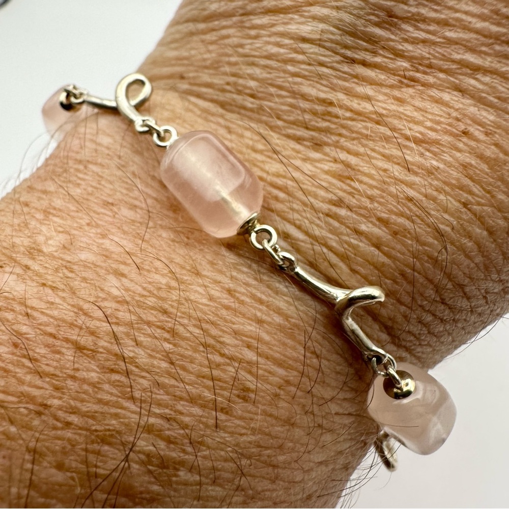 Tiffany & Co Silver & Pink Rose Quartz Twist Bracelet - Picture 8 of 9
